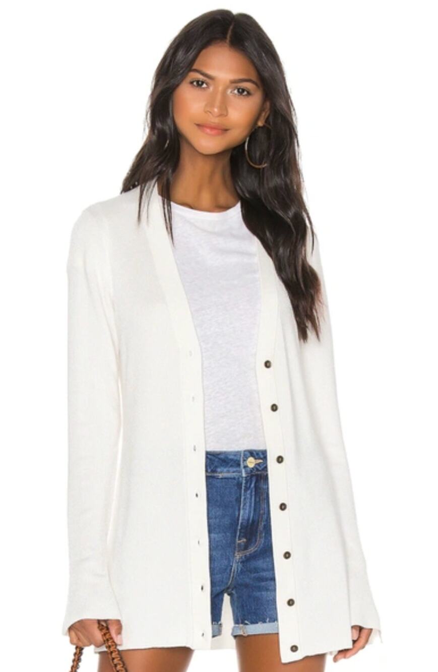 L'AGENCE Lucas V-Neckline Long Sleeve Button-Down Knit Cardigan Sweater Size S